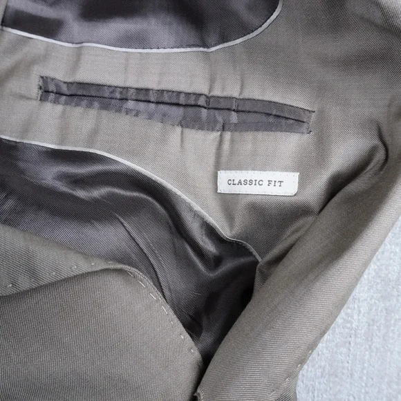 Zara Men 2 Piece Suit Set Size 42 Beige 100% Wool 36x30 Trousers Classic Fit - Picture 8 of 16